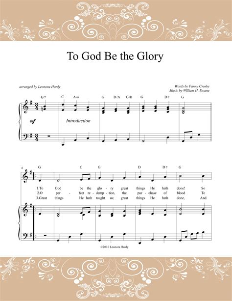 To God Be The Glory Arr Leonora Hardy Sheet Music William Doane