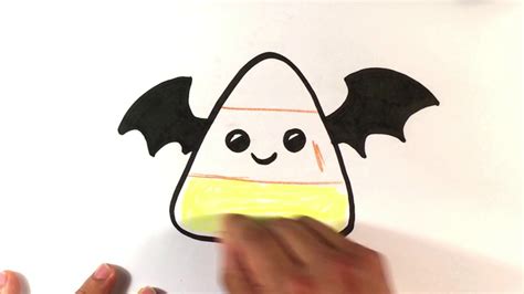 How To Draw Cute Candy Corn Cute Bat Version Halloween Drawings