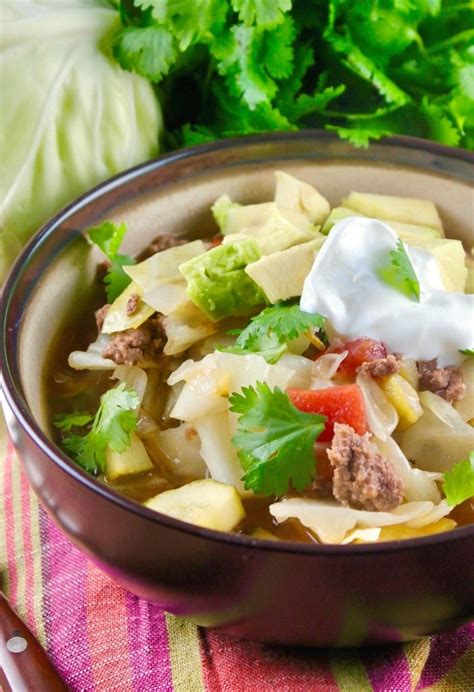 Hamburger, cooked and chopped fine, add towards the end. Beef Cabbage Soup | Easy Keto & Low Carb Recipe