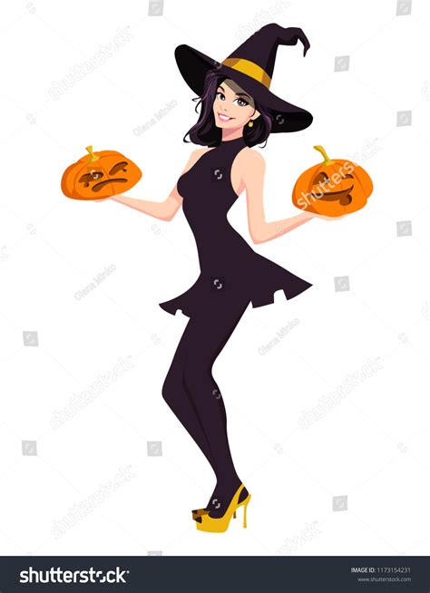 Sexy Halloween Witch Pumpkins Vector De Stock Libre De Regalías 1173154231 Shutterstock
