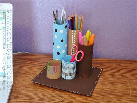 Recycled Cardboard Tube Desk Caddy Crafts By Amanda