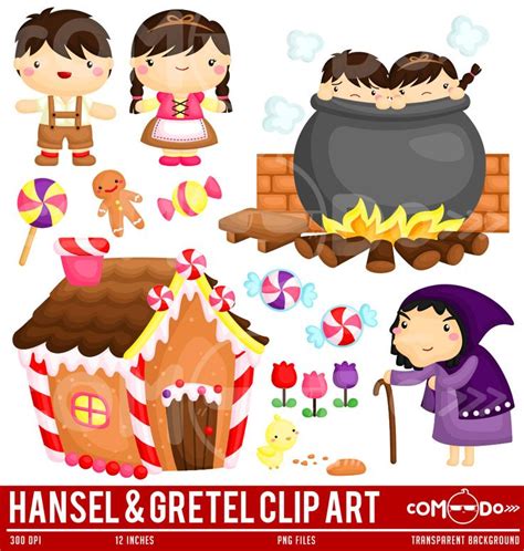 Hansel And Gretel Clipart Kids Story Clip Art Fairytale Etsy