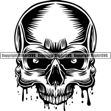 Skull Head Blood Dripping Danger Logo Scary Evil Horror Tattoo Skeleton