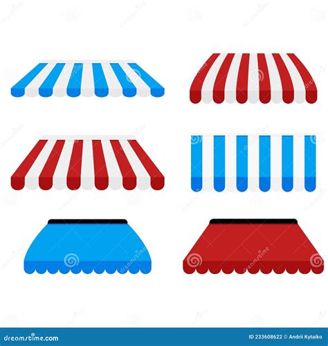 Collection Of Roof Canopy Awning For Shop Tent Bunting Stock Vector