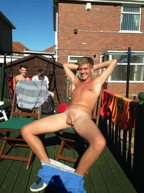 The Crotch Of Man Chav Lad Naked Showing Hairy Ass In Trackies And Cock To His Mates
