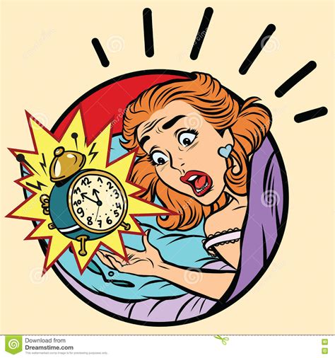 Comic Girl Woke Up From The Alarm Stock Vector Illustration Of Comic Reminder 78832027