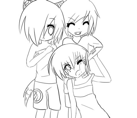 Anime Girl Friends Coloring Pages