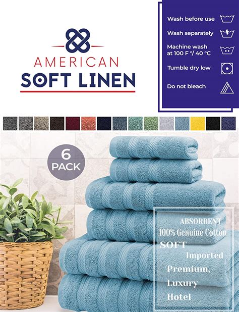 American Soft Linen100 Turkish Cotton Luxury 6 Piece Bath Towel Set