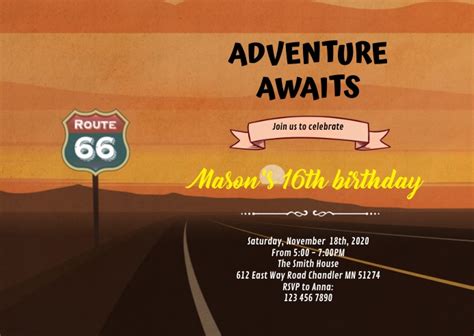 Copy Of Route 66 Birthday Theme Invitation Postermywall