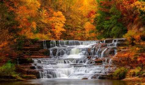 Hd Wallpaper Autumn Forest Waterfall Cascade The State Of New York