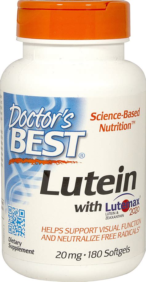 Doctors Best Best Lutein Lutemax® 20mg With Zeaxanthin 4 Mg 180 Softgels Puritans Pride