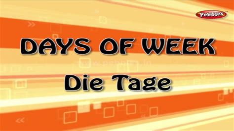 Days Of The Week In German Learn German Through English Learn