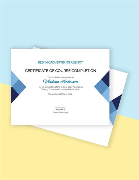 Course Certificate Pdf Templates Free Download