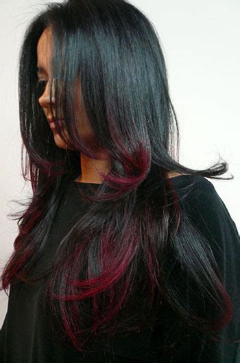 Beautiful black woman with long straight hair. Stunning Hairstyle Black Hair With Red Highlights Glueless ...