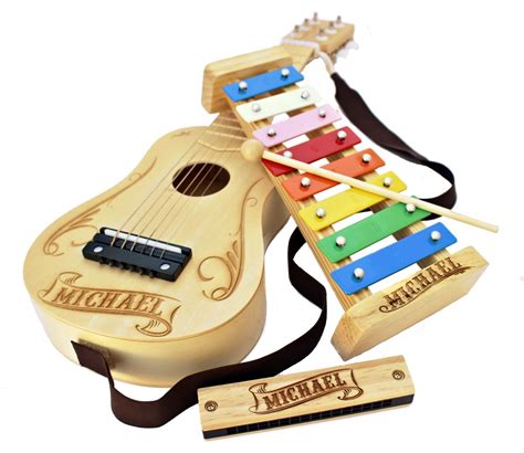 Musical Instruments Kids T Wooden Toys Set Of 3 Kids Etsy Guitar