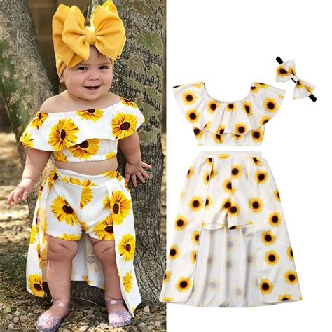 1 6y Summer Boho Holiday Infant Kids Baby Girls Clothes Sets 3pcs Short