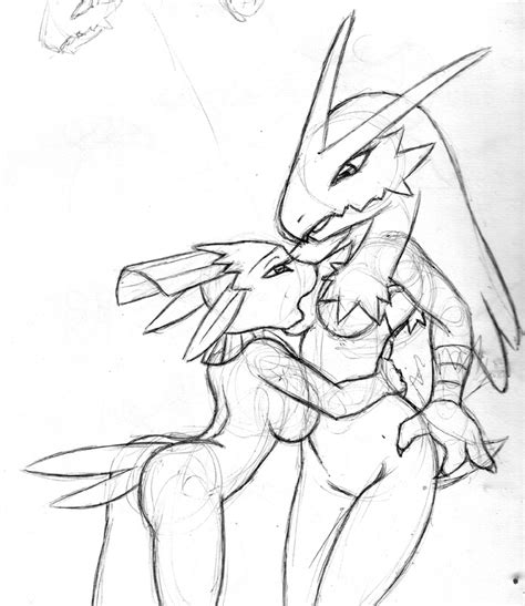 Rule 34 Anthro Ass Blaziken Breasts Claws Female Female Only Fur Furry Interspecies Monochrome