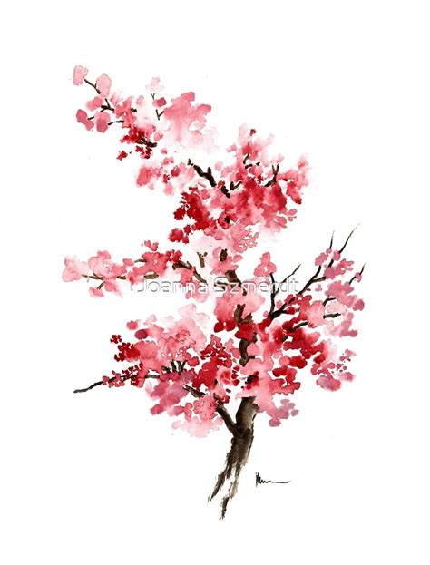 Cherry Blossom Branch Art Print Watercolor Painting Sakura Artwork