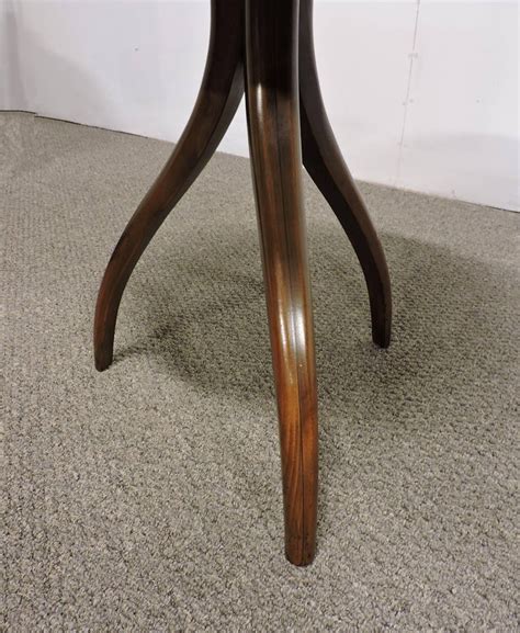 Mid Century Modern Pair Of Gueridon Tripod Inlaid Walnut End Tables By