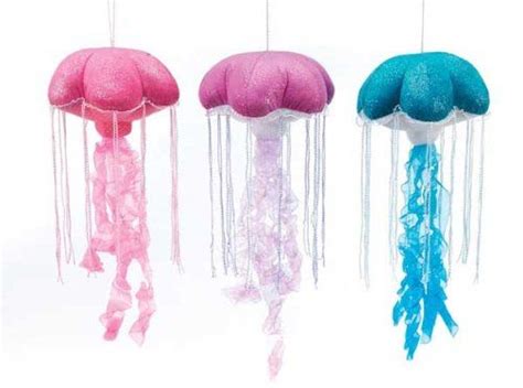 14 Plush Toy Glittered Stuffed Hanging Jellyfish Set Of 3 Assorted