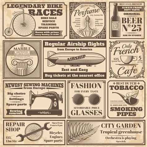 Premium Vector Vintage Newspaper Advertising Labels Vector Set