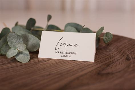 Luxury Folded Wedding Name Card Simple And Elegant Printed Etsy