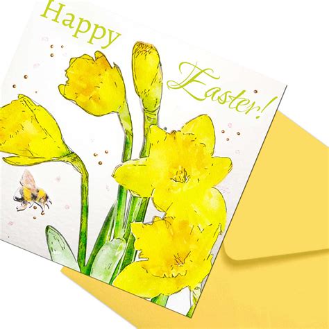 Happy Easter Card Daffodils Personalisation Option Daffodils