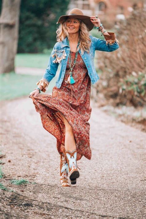 Some Fabulous Cowboy Boots And A Vintage Maxi Dress Western Dress With Boots Western Boot