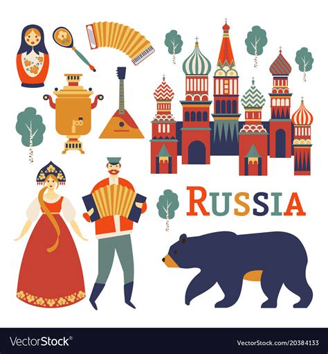 Russia Icons Set Collection Russian Royalty Free Vector