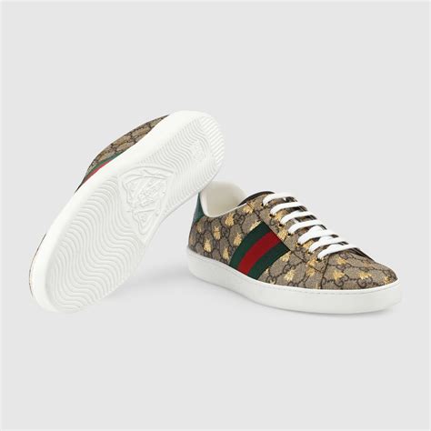 Mens Ace Sneaker Gg Supreme With Gold Bees Gucci Us