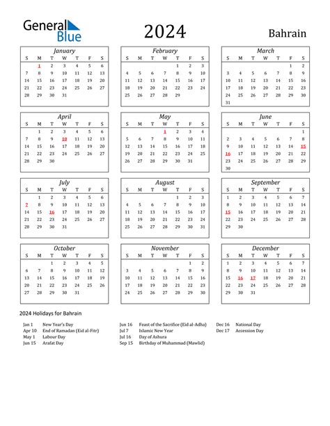 2024 Bahrain Calendar With Holidays