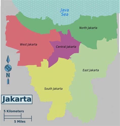 Jakarta Districts Map Map Of Jakarta Districts Java Indonesia