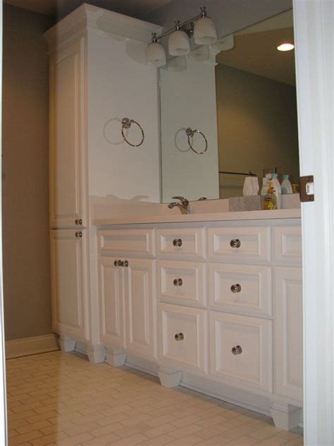 Bathroom Vanity With Linen Closet And Feet Custom Bathroom Cabinets