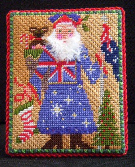 a kelly clark canvas finished into an easel back santa cross stitch needlepoint christmas