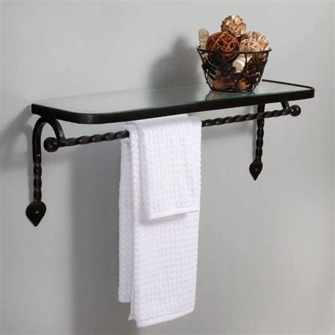 Towel bar bathroom rack chrome bath holder 18 inch insta mount wall sturdy brass. Gothic Collection Cast Iron Glass Shelf with Towel Bar ...