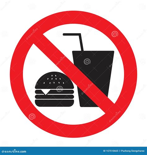 No Eating Vector Signno Food Or Drink Allowed Vectorno Food Or Drinks Allowed Stock Vector