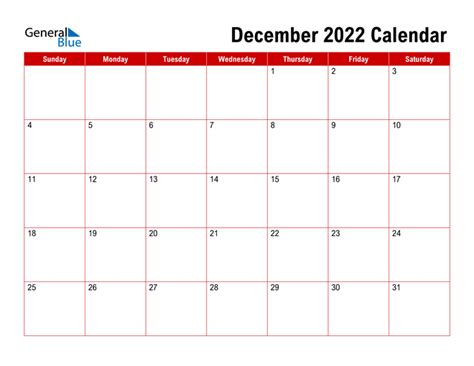 Editable Calendar Template December 2022