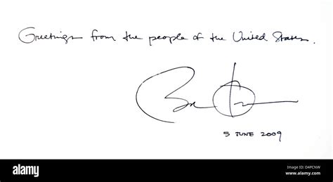 The Picture Shows The Greetings And The Signature Of Us President