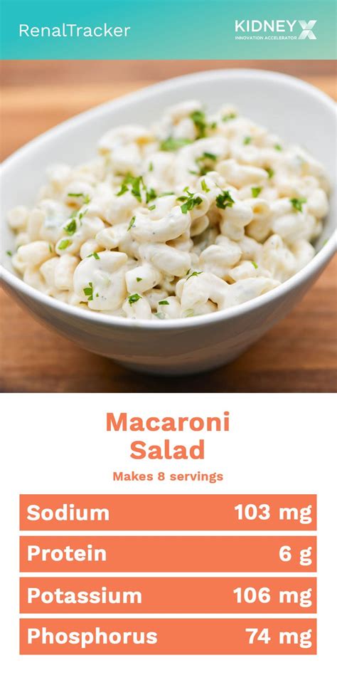 See more ideas about renal diet, renal, renal diet recipes. Renal Diet Recipe Macaroni Salad - RenalTracker Blog
