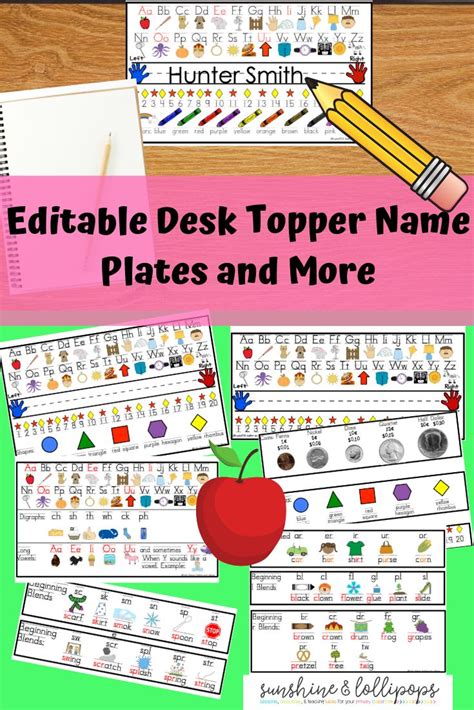 editable desk  plates student  plates kindergarten resources  day  school