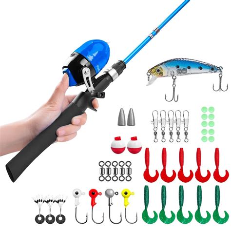 Plusinno Kids Fishing Poletelescopic Fishing Rod And Reel Combos With