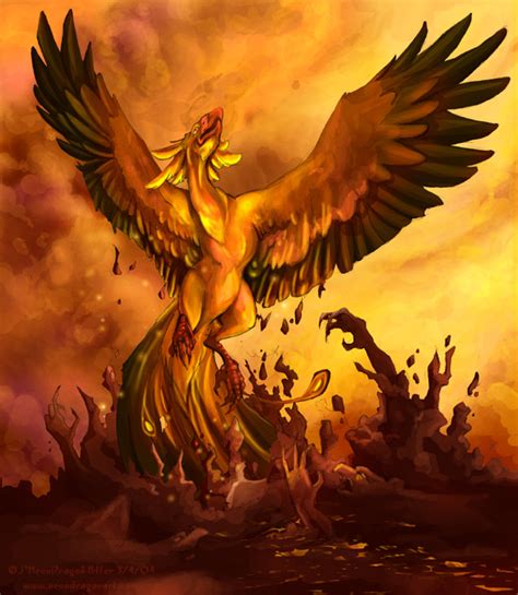 The phoenix is a giant bird that lives forever. Phoenix - FantasyStuff