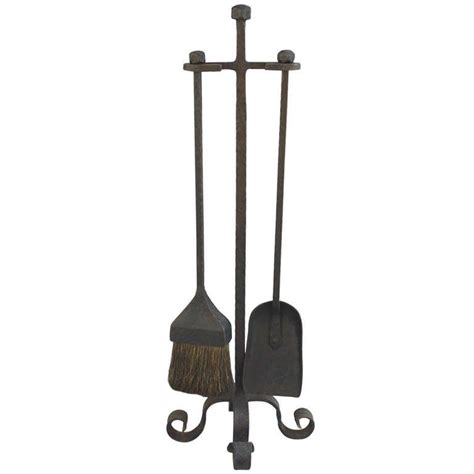 1920s Wrought Iron Hammered Fire Tool Set At 1stdibs