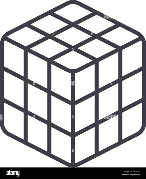 Rubik Cube Vector Line Icon Sign Illustration On Background Editable