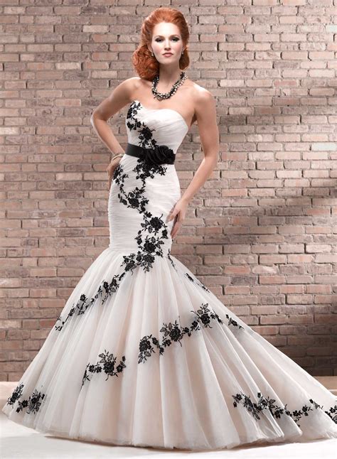Lapel black and white rose print men's shirt. Black And White Gothic Wedding Dresses - Wedding and ...