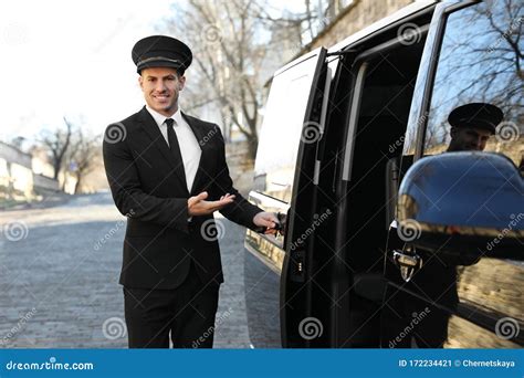 Driver Opening Door Of Car Chauffeur Service Stock Image Image Of Handle Portrait 172234421