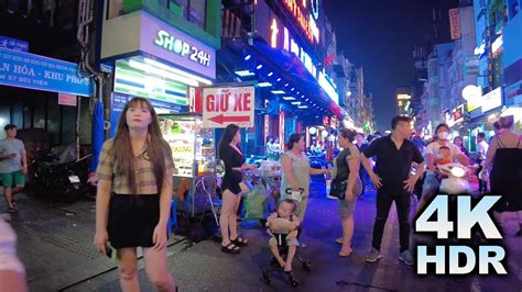 Vietnam Night Life Scenes Cyberpunk Neon City Red Light Area Ho Chi Minh Bui Vien Street