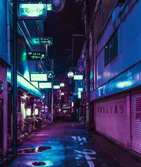 Japanese Alley Cyberpunk City City Aesthetic Neon