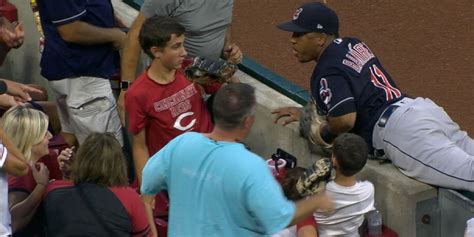 A Reds Fan And Jose Ramirez Went After A Foul Ball And The Reds Fan