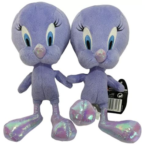 Purple Tweety Bird Stuffed Animal Looney Tunes 12” Plush Toy Lot 2 Back
